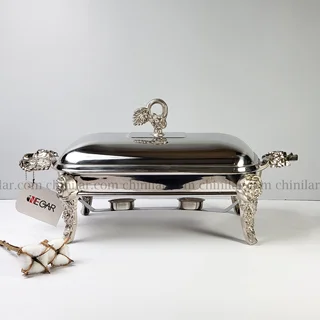 سوفله خوری مستطیل نگار سایز بزرگ تمام نقره ای کد 806