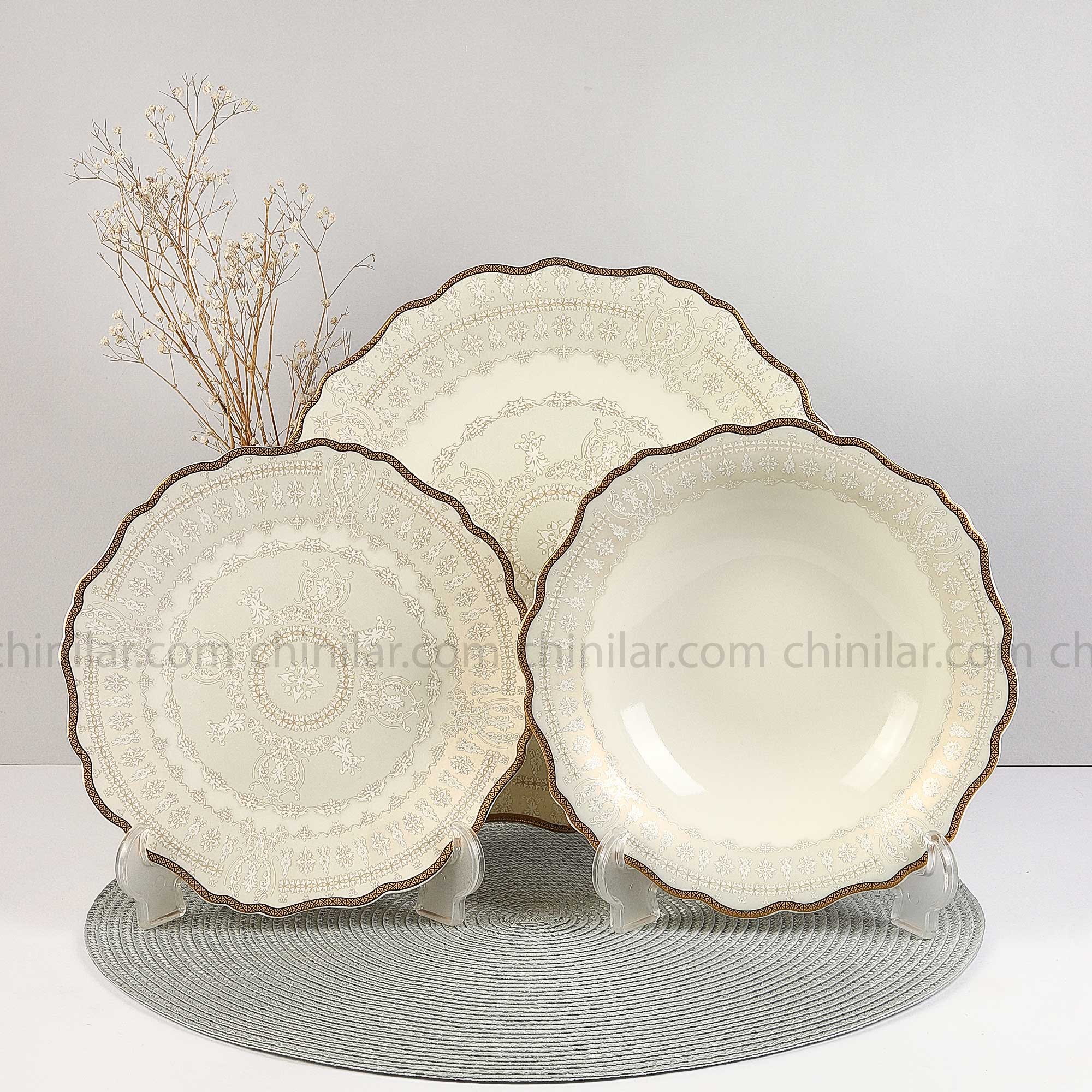 سرویس 6 نفره 18 پارچه چینی استخوانی ورت وول طرح مینل