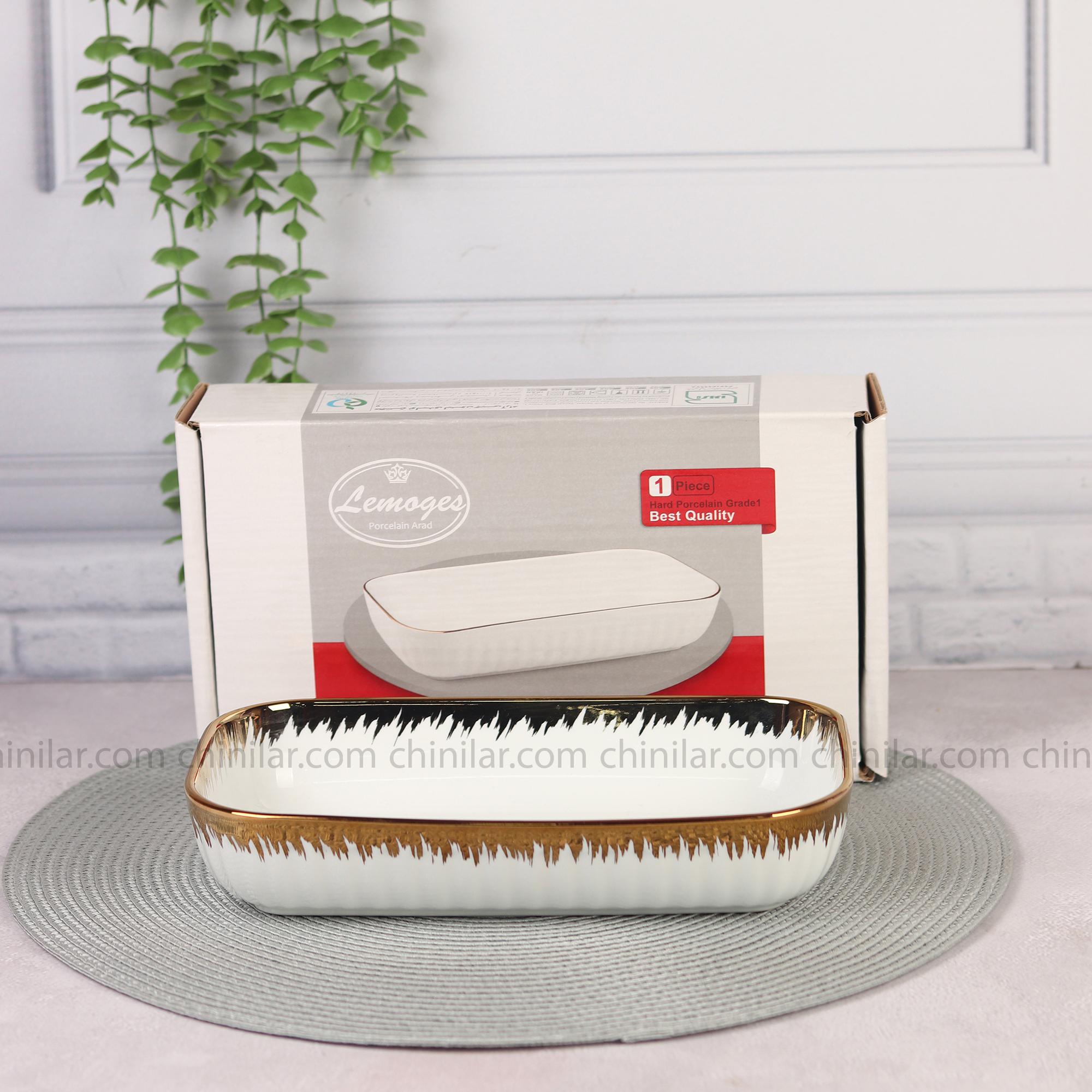 تابه مستطیل لارن چینی لمون سایز کوچک پرایم گلد 421S
