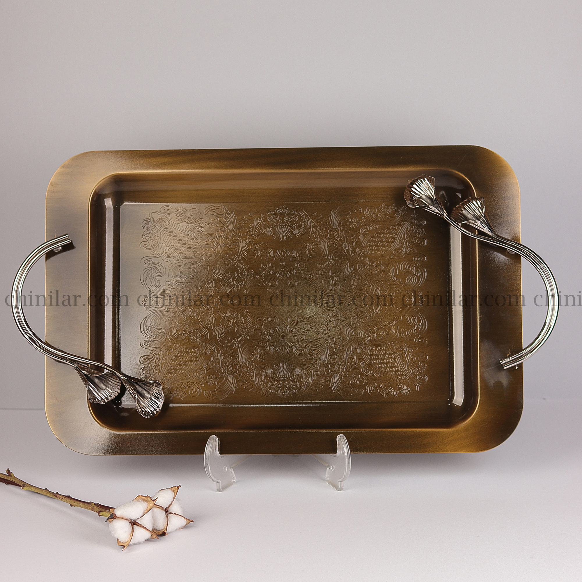 سینی لیلیوم مستطیل سایز بزرگ بنسای رنگ زیتونی