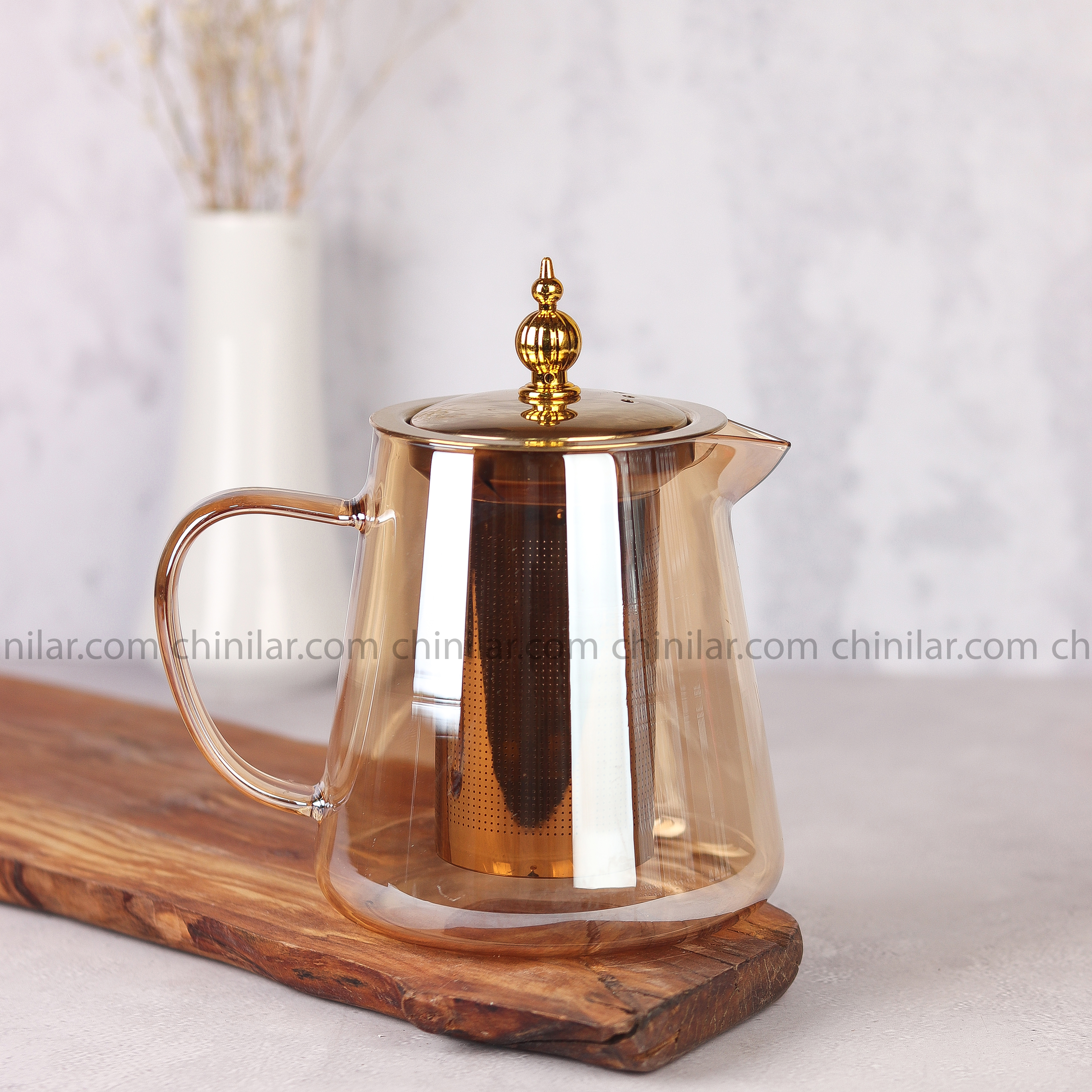 قوری پیرکس سلطنتی طلایی درب استیل