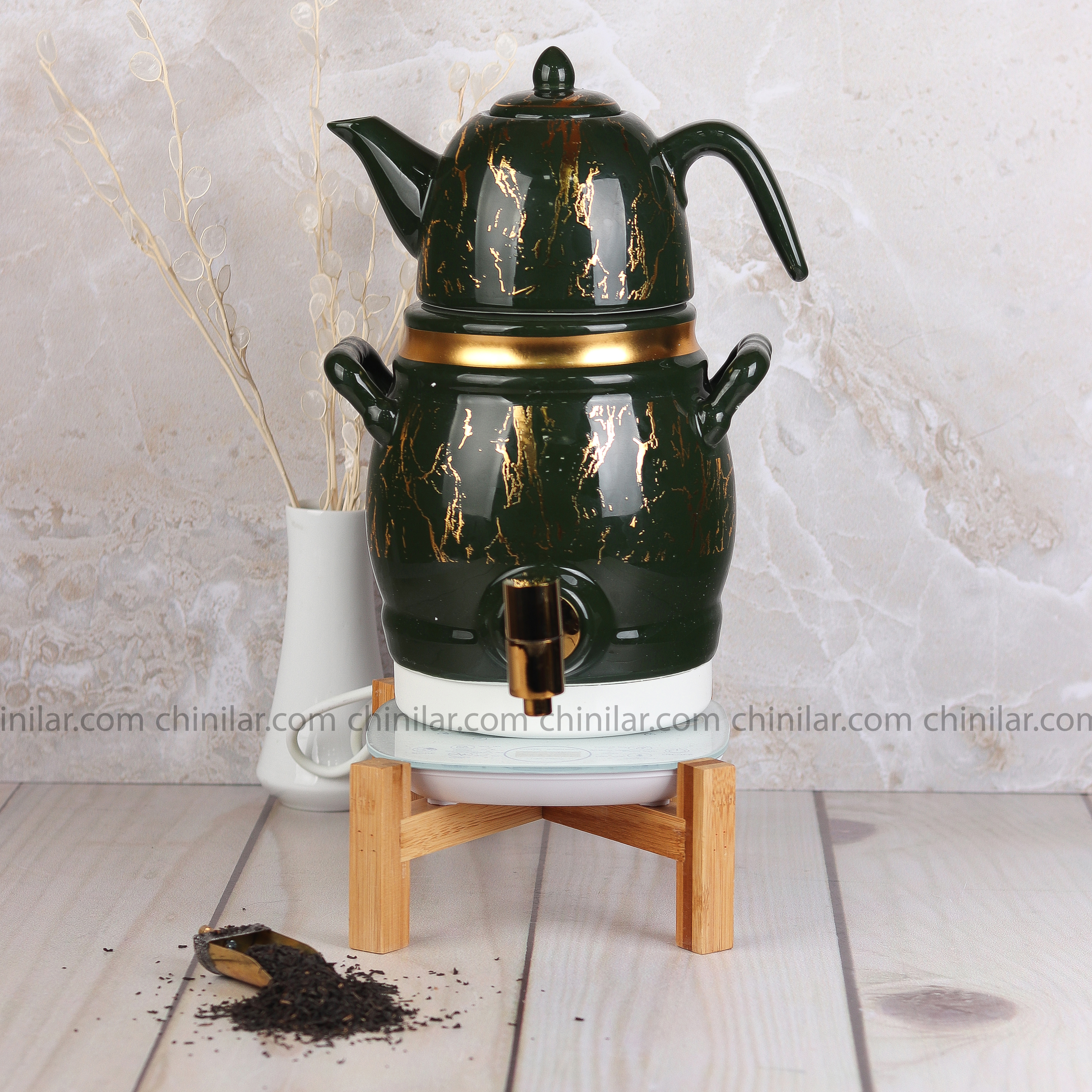 چای ساز برقی چینی با پنل دیجیتالی رنگ سبز