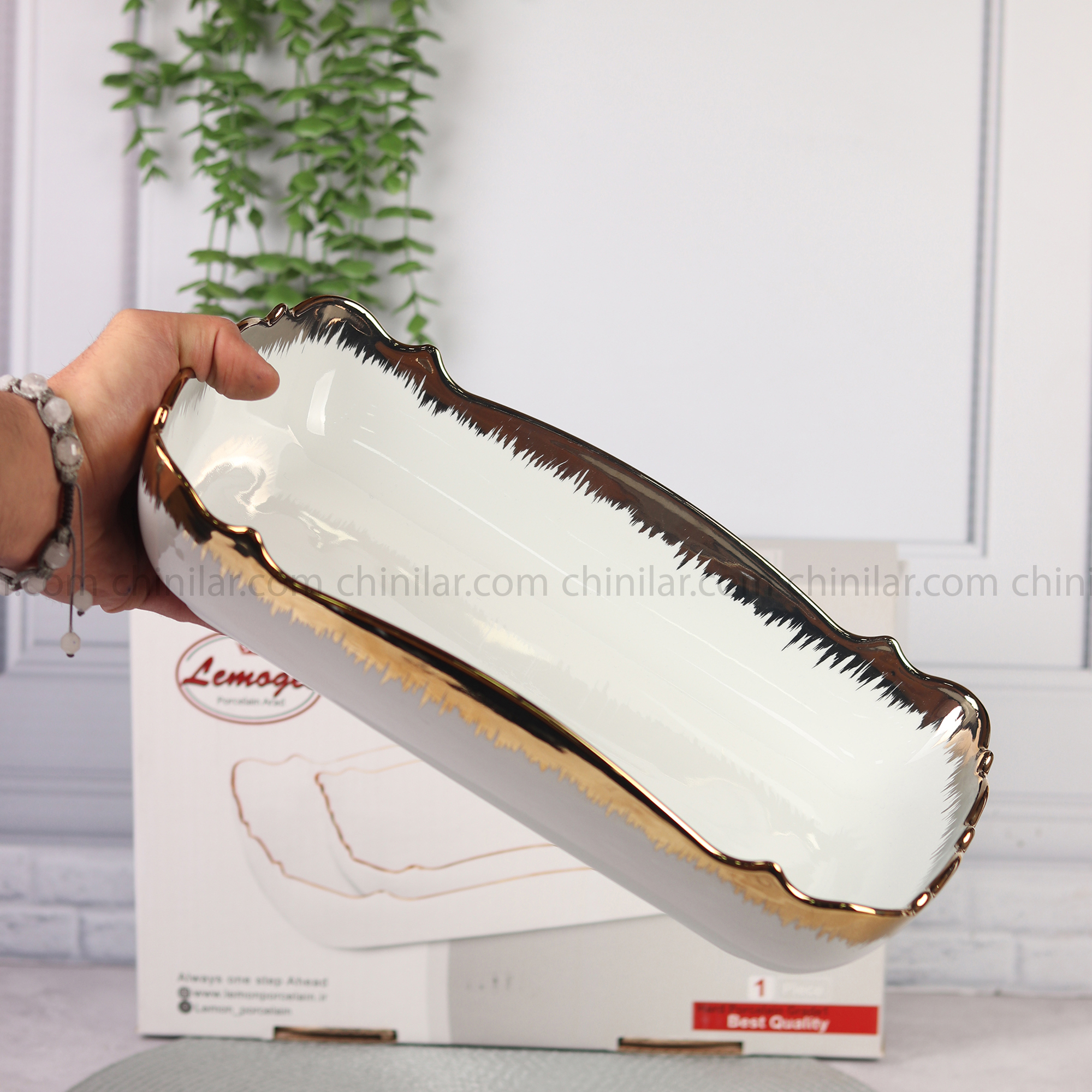 تابه مستطیل موج چینی لمون سایز بزرگ پرایم گلد 316L