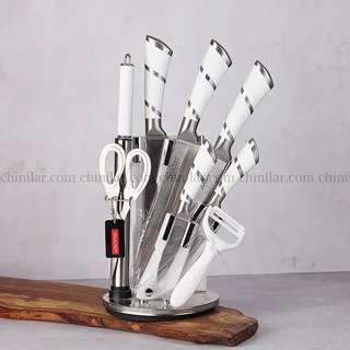 سرویس چاقو دالتون تمام استیل 9 پارچه سفید دو رنگ